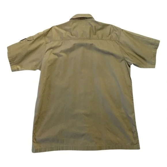 VTG 90’s Y2K Khaki Cargo Military Shirt L Tall Button Up Oversized Streetwear - Picture 7 of 9